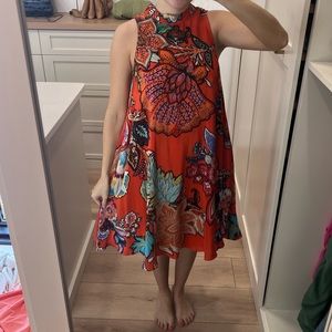 Anthropologie Maeve Larkhill Orange Swing Dress